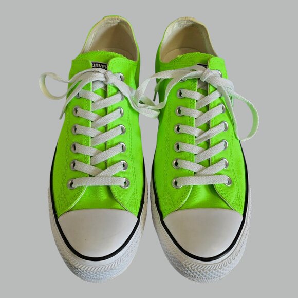 Converse All Star Sneakers Shoes Neon Lime Green 152808F Women Size 12 Men 10 - Picture 7 of 10